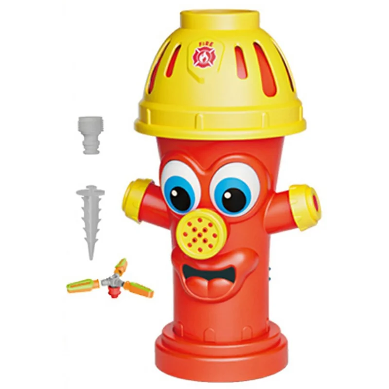 DB25810 Aspersor Giratorio con Diseño de Bote de Incendios para Exterior, Juguete para Rociar Agua en el Césped para Niños, Juego Acuático de Verano - Rojo