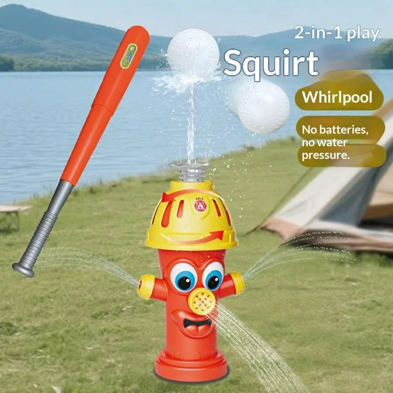 DB25810 Aspersor Giratorio con Diseño de Bote de Incendios para Exterior, Juguete para Rociar Agua en el Césped para Niños, Juego Acuático de Verano - Rojo