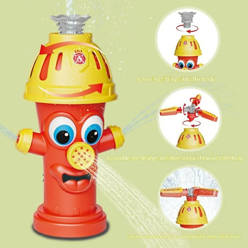 DB25810 Aspersor Giratorio con Diseño de Bote de Incendios para Exterior, Juguete para Rociar Agua en el Césped para Niños, Juego Acuático de Verano - Rojo