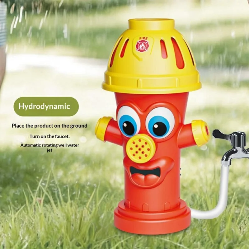 DB25810 Aspersor Giratorio con Diseño de Bote de Incendios para Exterior, Juguete para Rociar Agua en el Césped para Niños, Juego Acuático de Verano - Rojo