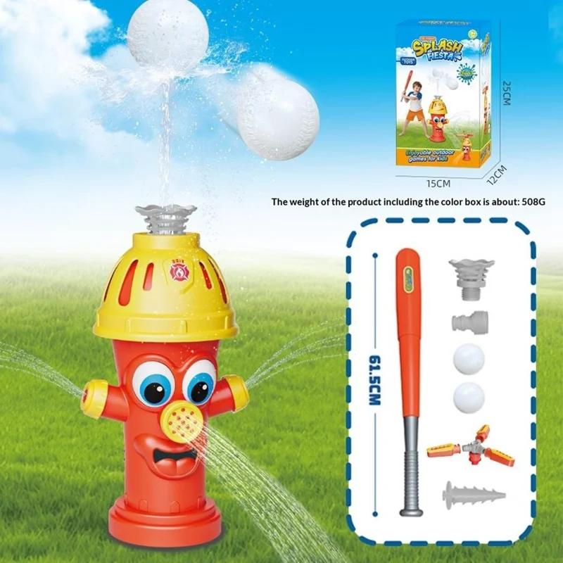 Набор для бейсбола DB25843, вращающийся распылитель в виде пожарного гидранта, летние уличные водяные брызги, детская игрушка для газона - красный