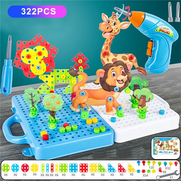 322pcs Kids DIY Building Toys Learning Bloques de Construcción Educativa Drunch Torning Juego de Mosaicos Creativos Bloques de Mosaico