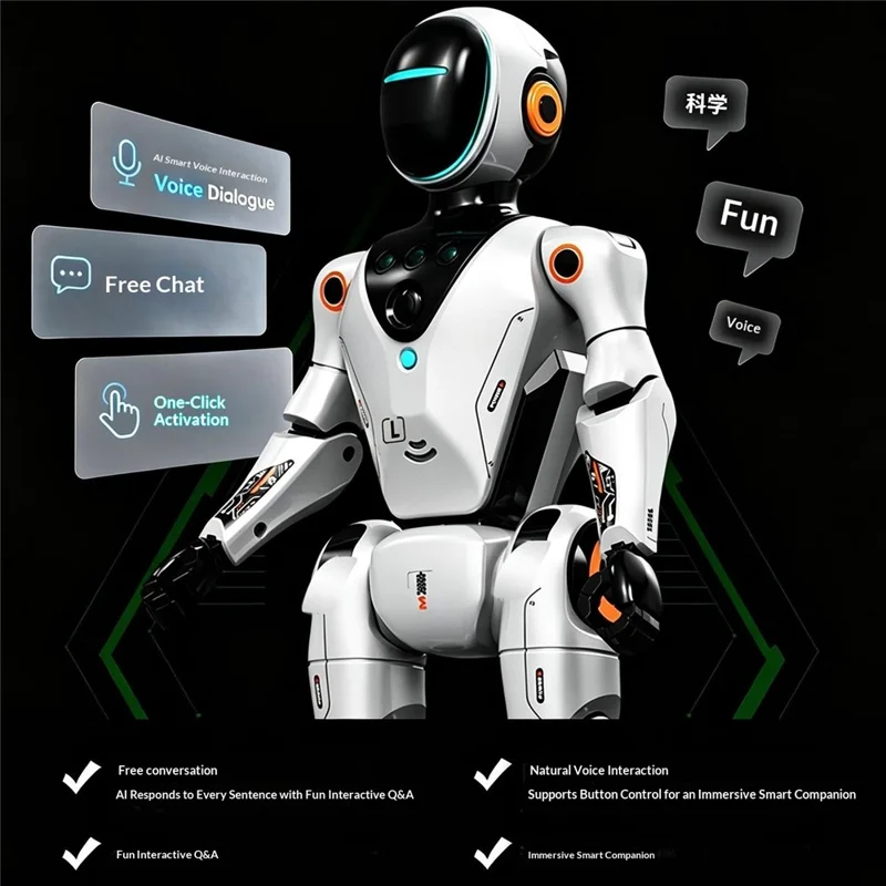 BG1549 Intelligenter Roboter-Spielzeug-Stimmduelle mit Gestensteuerung, Fernbedienung, Sprech- und Tanzeinheiten, 2,4G-Interaktiver Roboter für Kinder, Früherziehung - Hellgrau+Blau