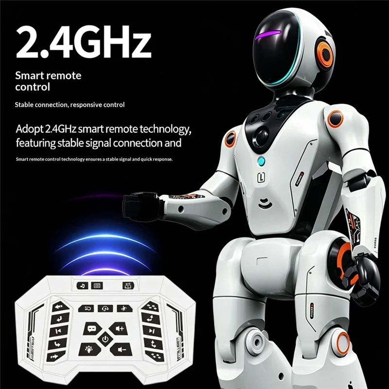 BG1549 Intelligenter Roboter-Spielzeug-Stimmduelle mit Gestensteuerung, Fernbedienung, Sprech- und Tanzeinheiten, 2,4G-Interaktiver Roboter für Kinder, Früherziehung - Hellgrau+Blau