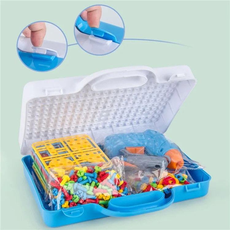 241PCS Kinder Kreativ Mosaikblöcke Kinder DIY Bauspielzeug Lernspielzeug Bildungskonstruktionsblöcke Bohrschraubendreher-Set