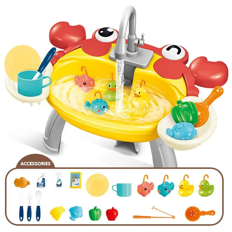 7988 Children Electric Automatic Watering Faucet Toy Fishing Platform Water Pretend Play Educational Toys Parent-Child Playset - Crab