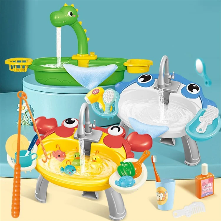 7988 Children Electric Automatic Watering Faucet Toy Fishing Platform Water Pretend Play Educational Toys Parent-Child Playset - Crab