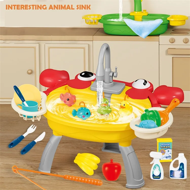 7988 Children Electric Automatic Watering Faucet Toy Fishing Platform Water Pretend Play Educational Toys Parent-Child Playset - Crab