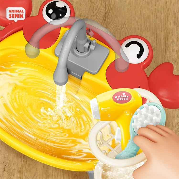 7988 Children Electric Automatic Watering Faucet Toy Fishing Platform Water Pretend Play Educational Toys Parent-Child Playset - Crab