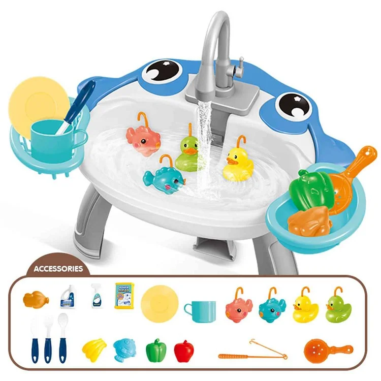 7988 Kinder elektrischer automatischer Wasserhahn Spielzeug Angel-Plattform Wasser Rollenspiel Bildungsspielzeug Eltern-Kind-Spielset - Hai