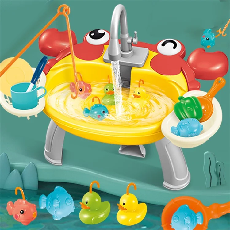 7988 Kinder elektrischer automatischer Wasserhahn Spielzeug Angel-Plattform Wasser Rollenspiel Bildungsspielzeug Eltern-Kind-Spielset - Hai
