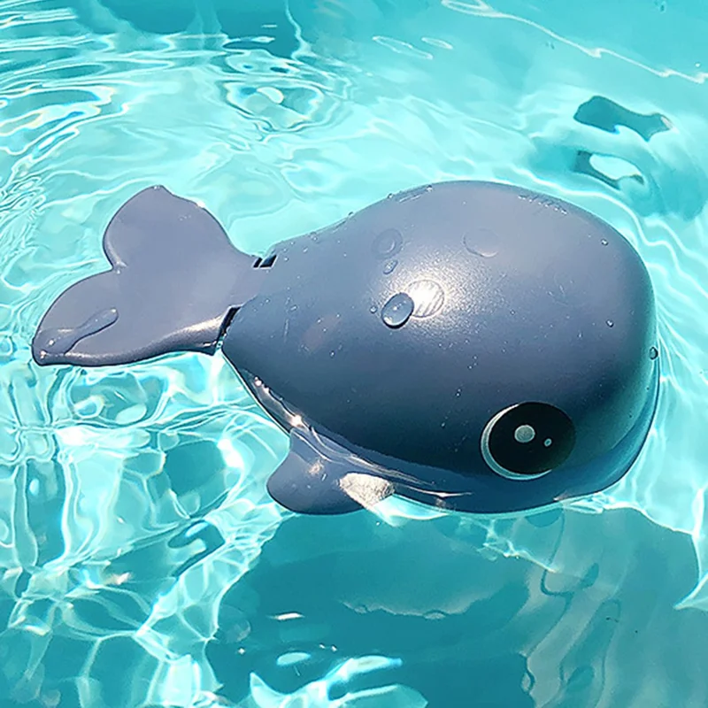 Cute Whale Shape Baby Bath Toy Plastic Toddlers Water Toy Wind Up Clockwork Shower Toy - Dark Blue / Whale