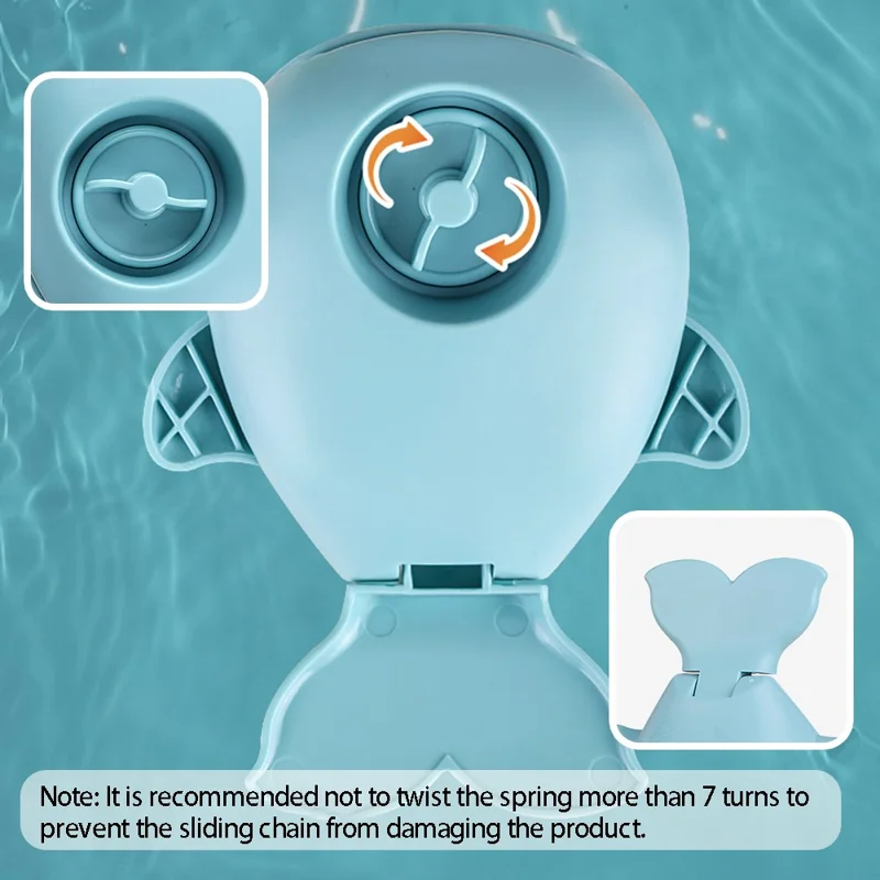 Cute Whale Shape Baby Bath Toy Plastic Toddlers Water Toy Wind Up Clockwork Shower Toy - Dark Blue / Whale