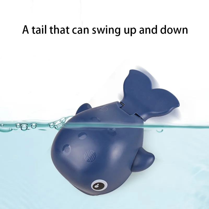 Cute Whale Shape Baby Bath Toy Plastic Toddlers Water Toy Wind Up Clockwork Shower Toy - Dark Blue / Whale