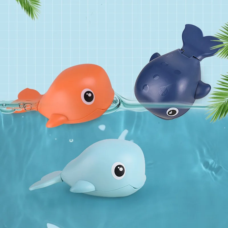Cute Whale Shape Baby Bath Toy Plastic Toddlers Water Toy Wind Up Clockwork Shower Toy - Dark Blue / Whale