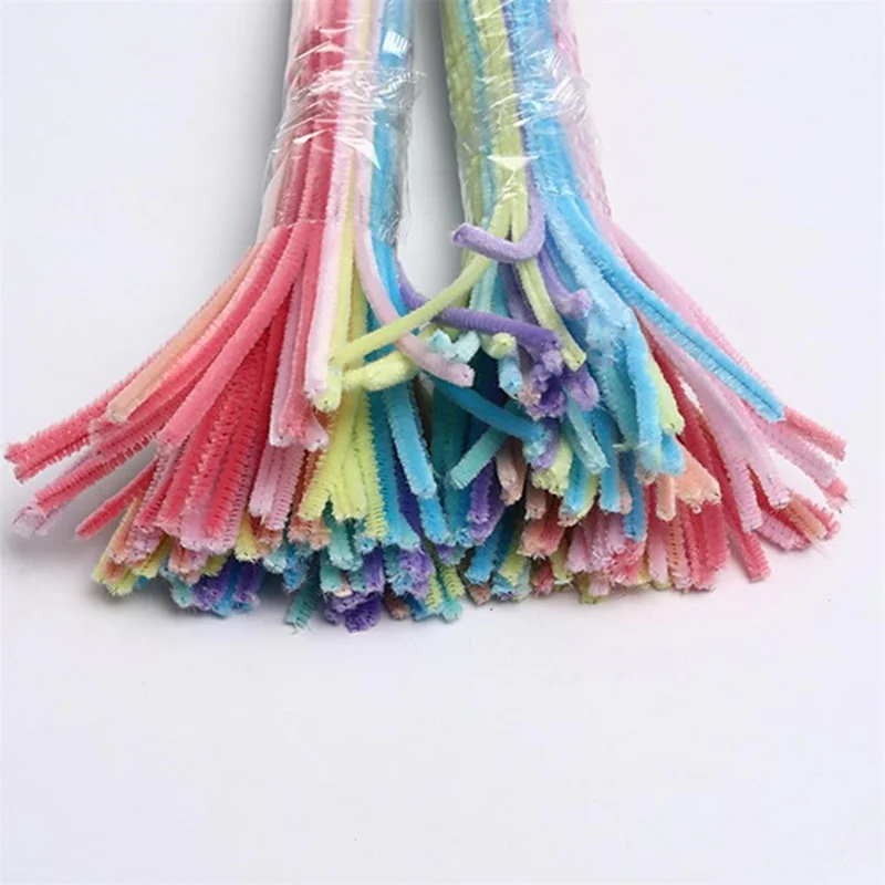 MT-2 100Pcs / Set Macaron Color Polyester + Iron Wire Stem DIY Art Handmade Craft Decoration Twist Stick (Bulk Sourcing)