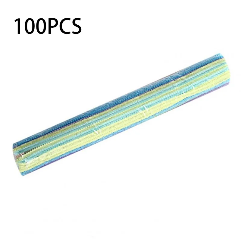 MT-2 100Pcs / Set Macaron Color Polyester + Iron Wire Stem DIY Art Handmade Craft Decoration Twist Stick (Bulk Sourcing)