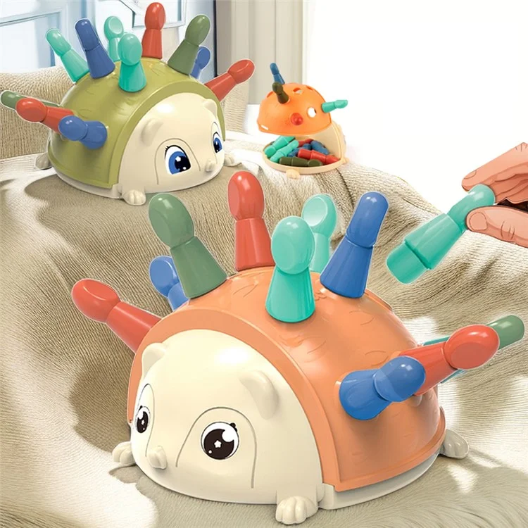 HJ3702 Hedgehog Insert Stick Toy Building Blocks Color Number Cognition Children Educational Toy - Orange