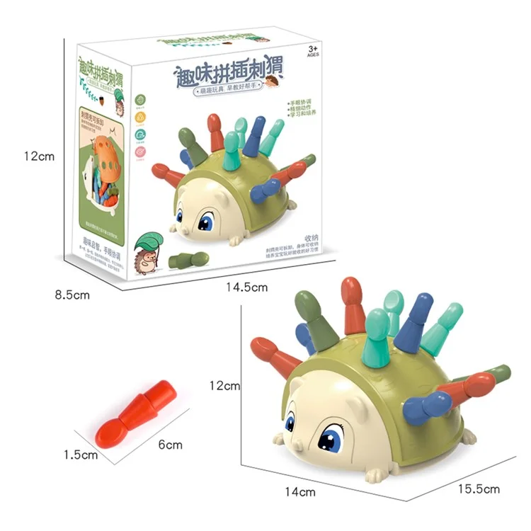 HJ3702 Hedgehog Insert Stick Toy Building Blocks Color Number Cognition Children Educational Toy - Orange