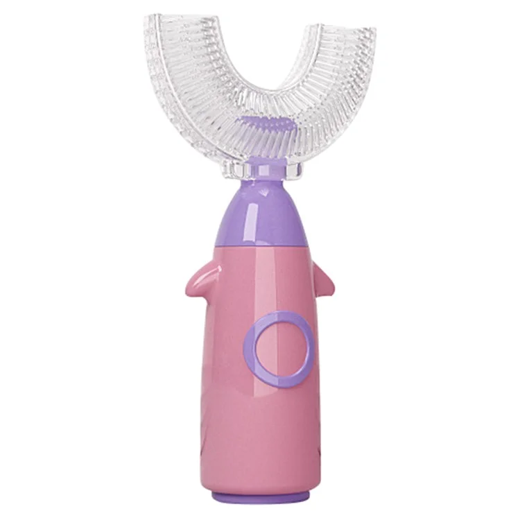 Children Soft Silicone Brush Head U-Shaped Manual Toothbrush for Kids ST (BPA Free, No FDA Certified) - Pink / S