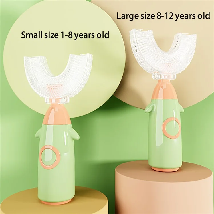 Children Soft Silicone Brush Head U-Shaped Manual Toothbrush for Kids ST (BPA Free, No FDA Certified) - Pink / S