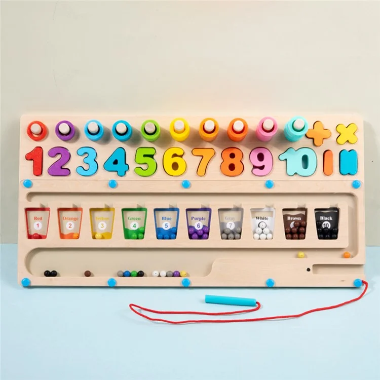 Tablero magnético de madera Cuentas Laberinto Color y Número Cognición Puzzle Juguete Educativo para Niños