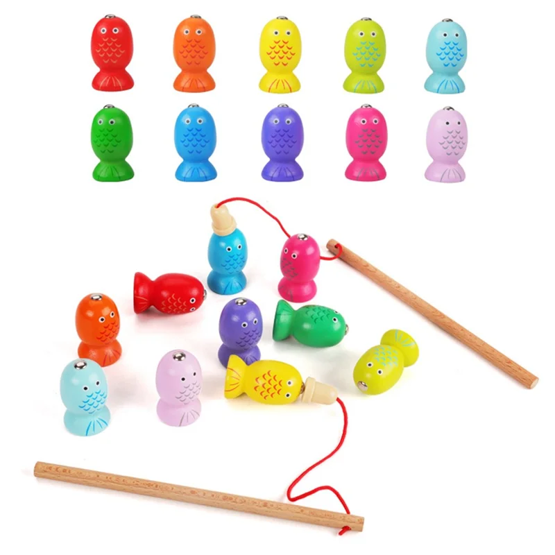 Children Magnetic Wooden Fishing Toy Cute Animal Shape Kids Fishing Attention Training Toy - Seal