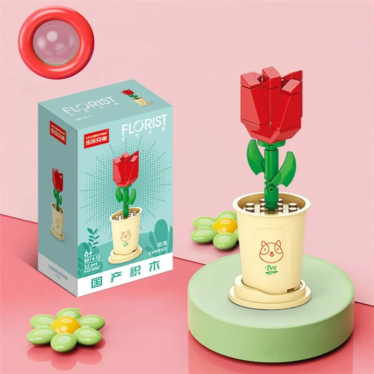 Sukkulente Pflanzen Teilchenbaustein-Set Mini-Bausteine Spielzeug - Rose