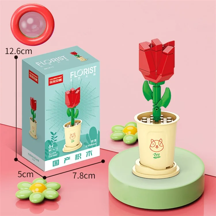 Sukkulente Pflanzen Teilchenbaustein-Set Mini-Bausteine Spielzeug - Rose
