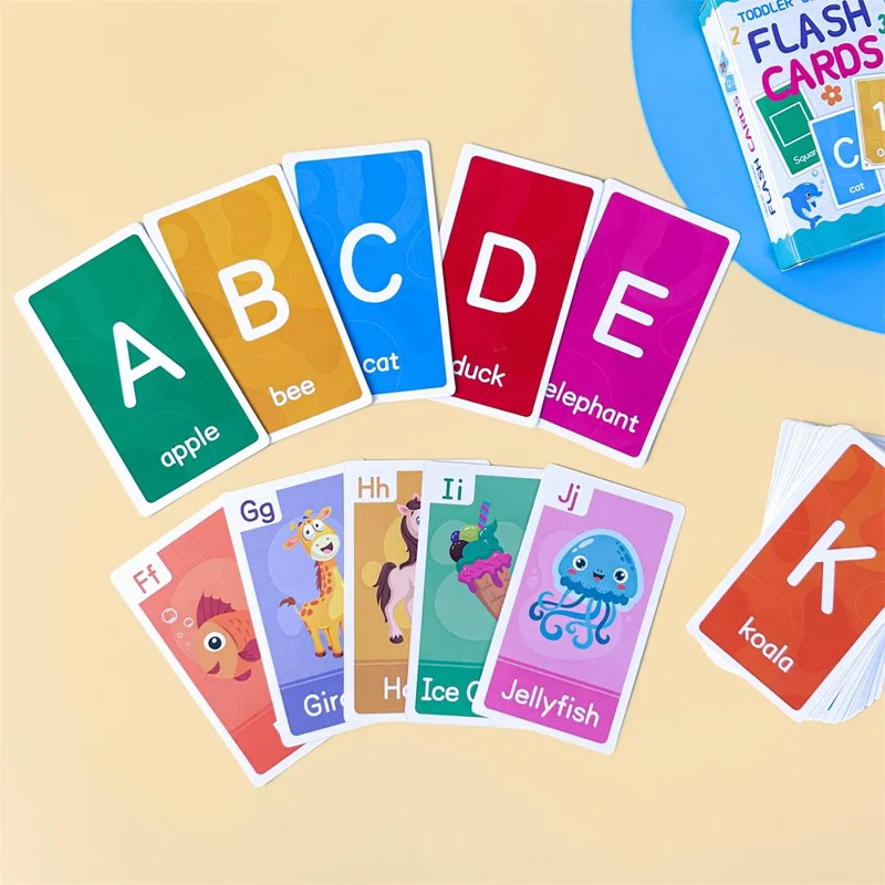 58-teiliges Set Lernkarten Alphabet, Ziffern, Formen, Farben - Frühkindliche Bildung für Kleinkinder - Stil 1
