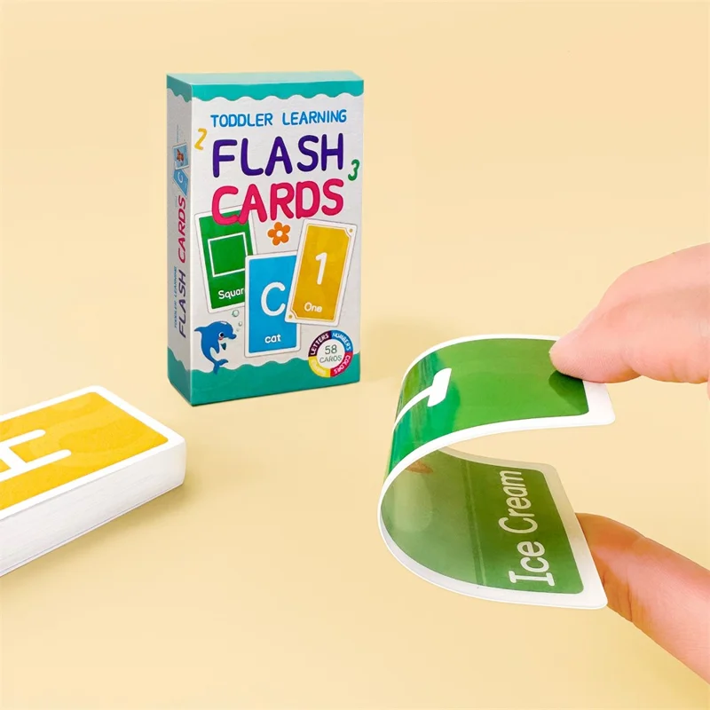 58Pcs / Set Flash Cards Alphabet Letter Number Shape Color Early Education Gift Toddler Learning Cards - Style 2