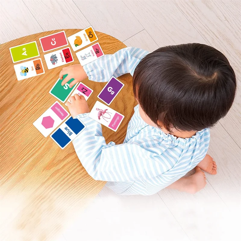 58Pcs / Set Flash Cards Alphabet Letter Number Shape Color Early Education Gift Toddler Learning Cards - Style 2