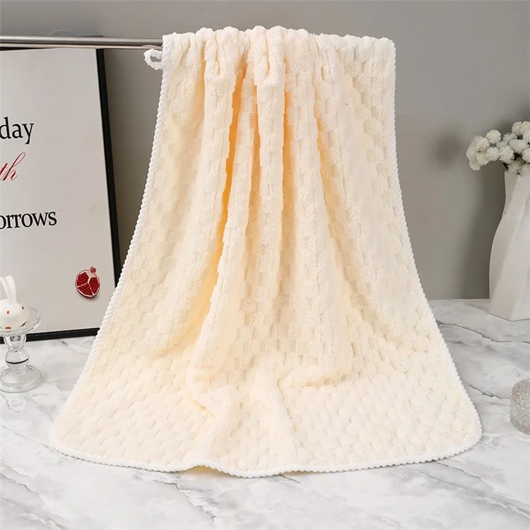 Toalha de banho ultra suave YJ-002 70x140cm, altamente absorvente de água, toalha de coral felpudo - Bege