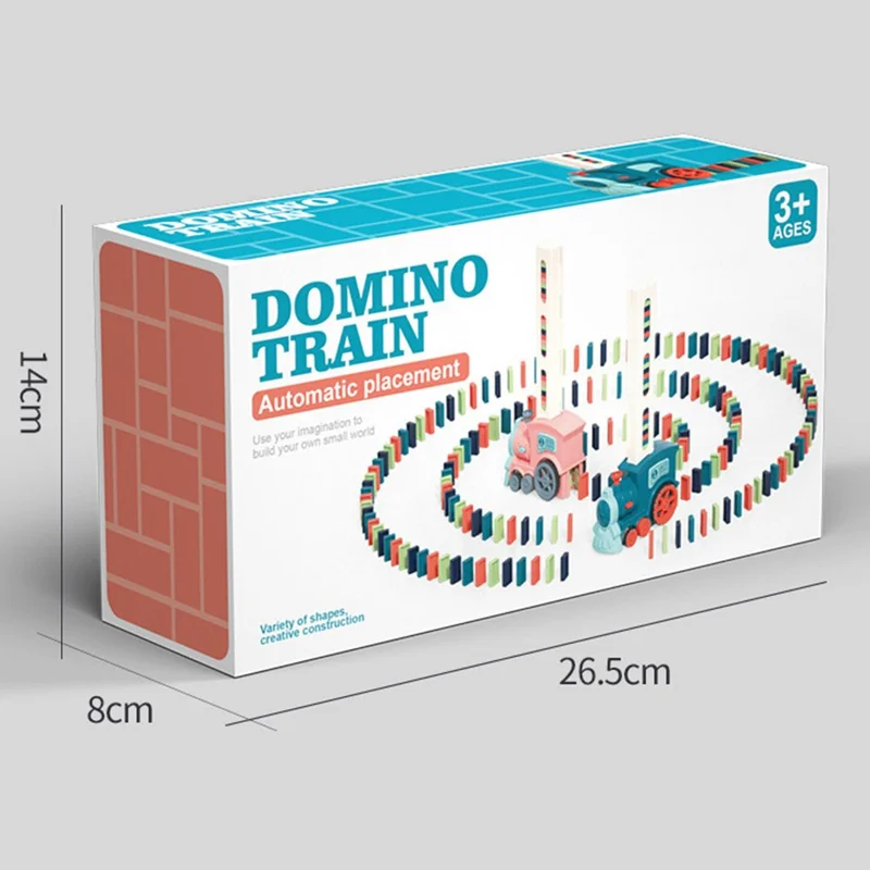 Automatic Laying Domino Blocks LED Light Sound Effects Electric Train Children Toy with 60 Dominoes - Pink