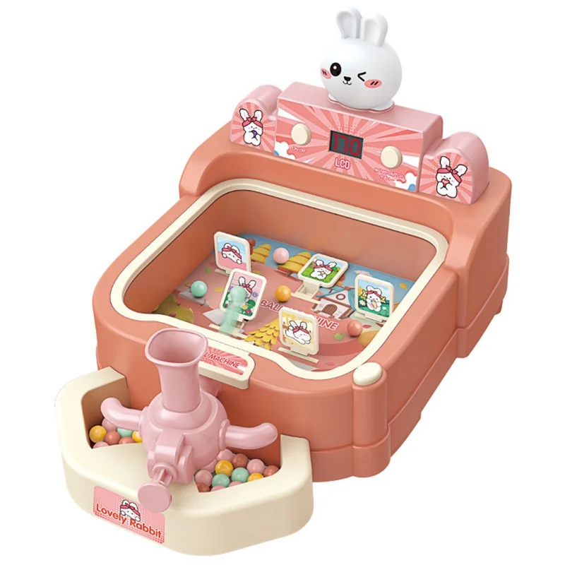 SJL8601 Cartoon Rabbit Pinball Shooting Machine Kids Target Shooting Toy Game with Score - Pink