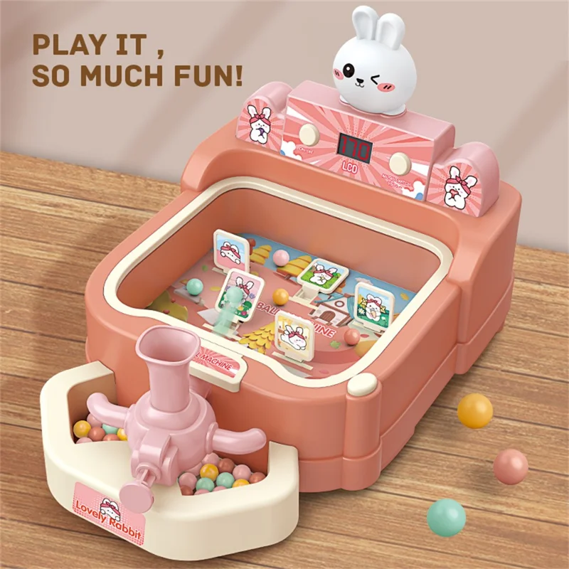SJL8601 Cartoon Rabbit Pinball Shooting Machine Kids Target Shooting Toy Game with Score - Pink
