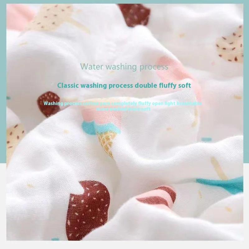 110x110cm Baby Bath Towel Six-Layer Gauze Infant Wrap Blanket Cotton Cover Blanket - Garden Rabbit