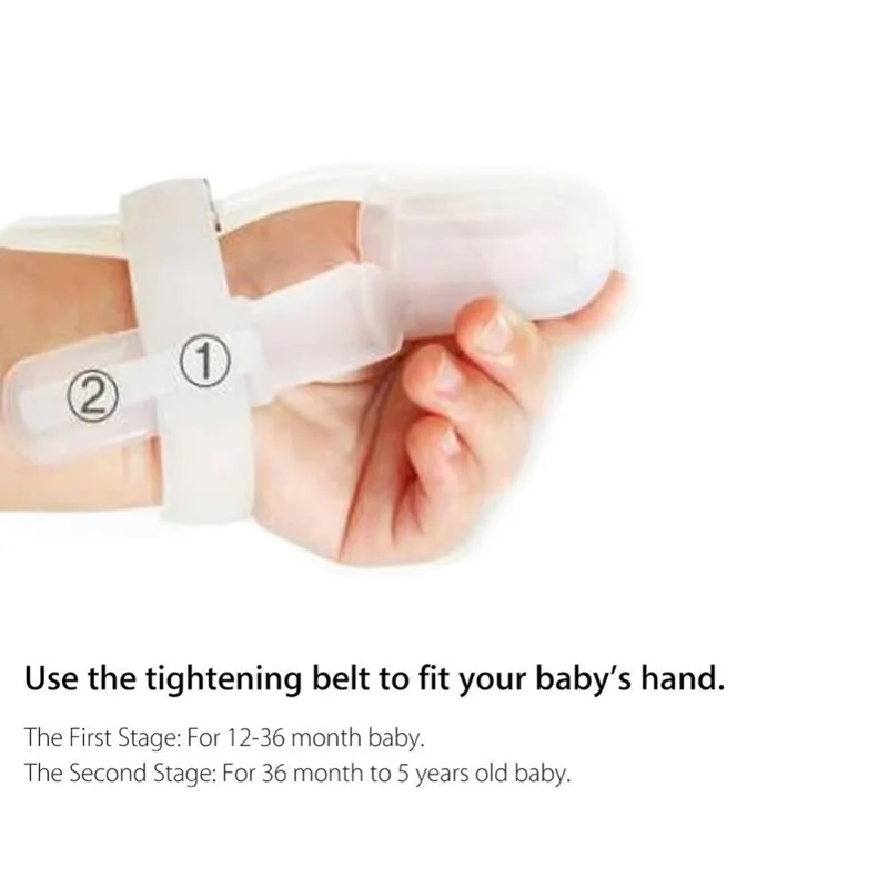 MUMMABUBBA Silicone Baby Finger Guard Non-Toxic Toddler Stop Thumb Sucking Wrist Band (No FDA, BPA Free) - Transparent