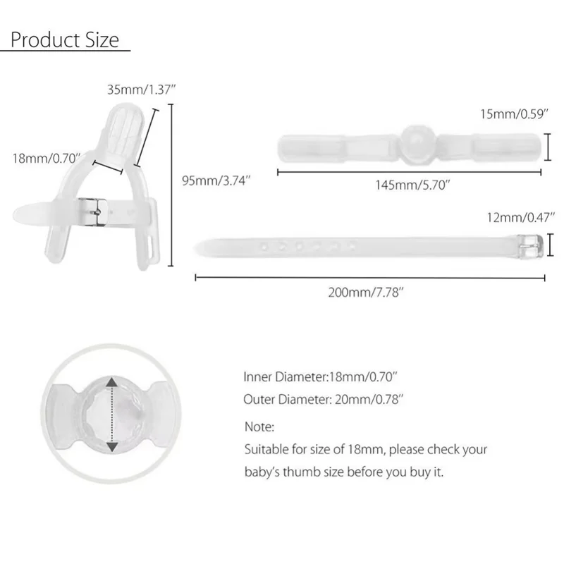 MUMMABUBBA Silicone Baby Finger Guard Non-Toxic Toddler Stop Thumb Sucking Wrist Band (No FDA, BPA Free) - Transparent