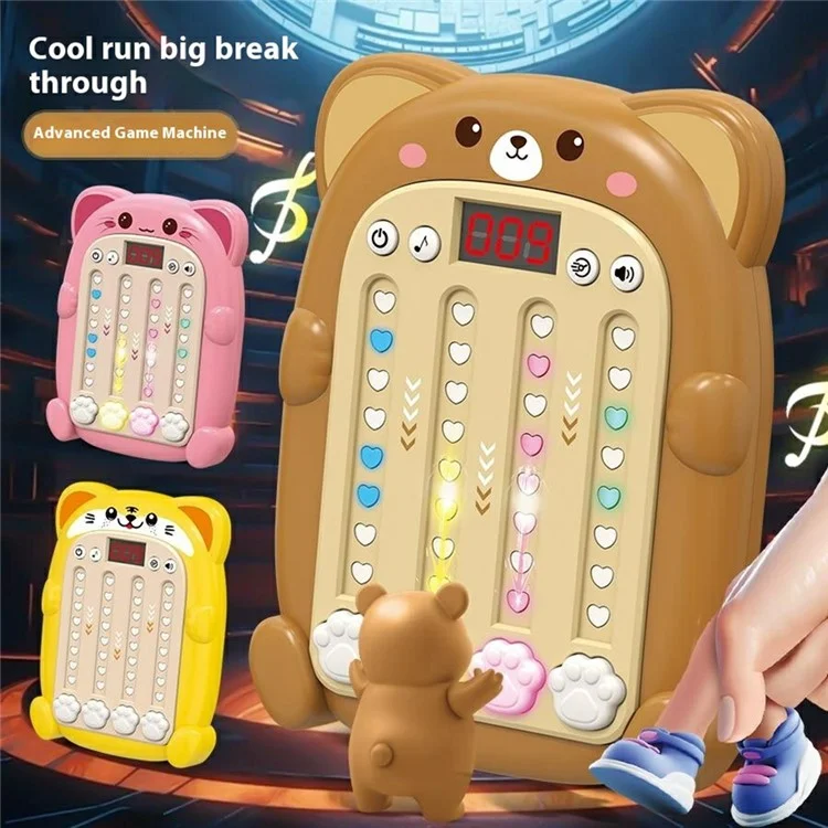SJL3608 Rhythm Game Machine with Sound Light Electronic Music Fidget Toy for Boys Girls - Brown Bear
