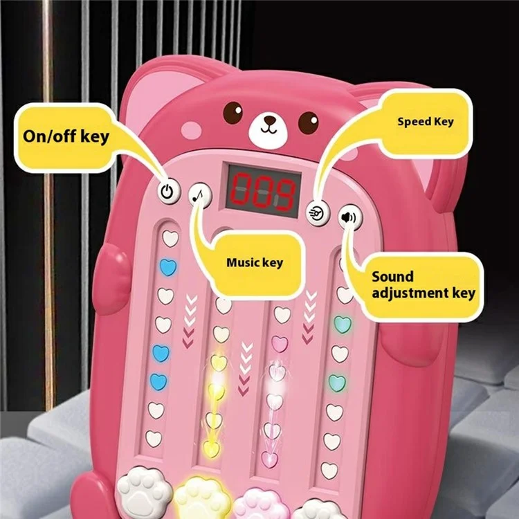 SJL3608 Rhythm Game Machine with Sound Light Electronic Music Fidget Toy for Boys Girls - Brown Bear