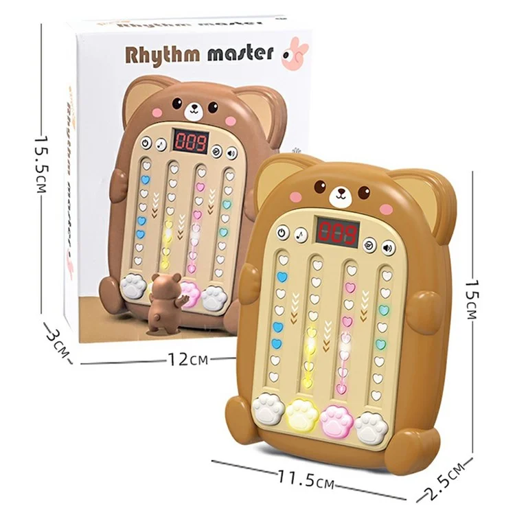 SJL3608 Rhythm Game Machine with Sound Light Electronic Music Fidget Toy for Boys Girls - Brown Bear
