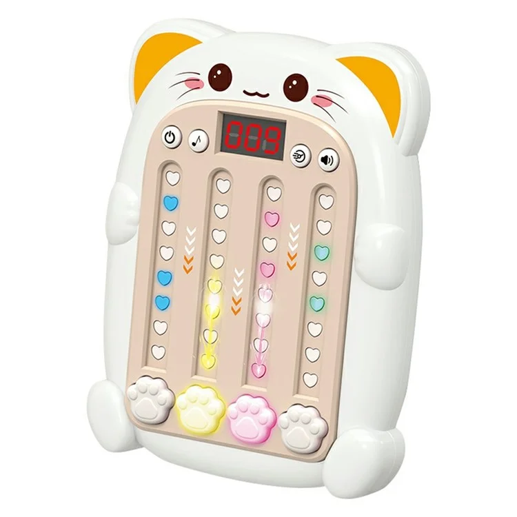 SJL3608 Rhythm Game Machine with Sound Light Electronic Music Fidget Toy for Boys Girls - White Cat