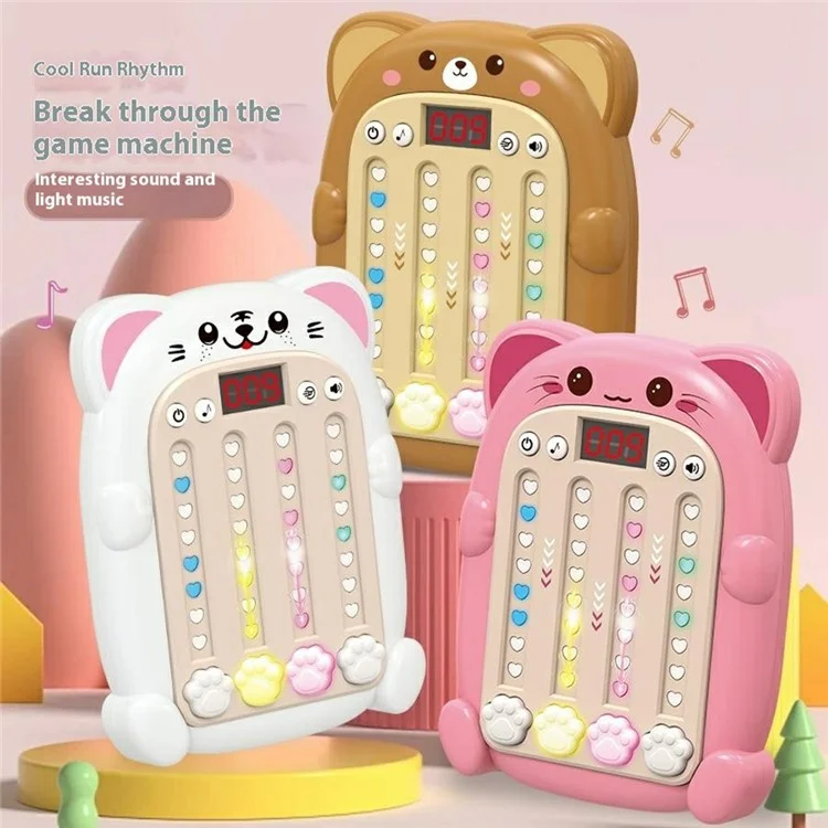 SJL3608 Rhythm Game Machine with Sound Light Electronic Music Fidget Toy for Boys Girls - White Cat