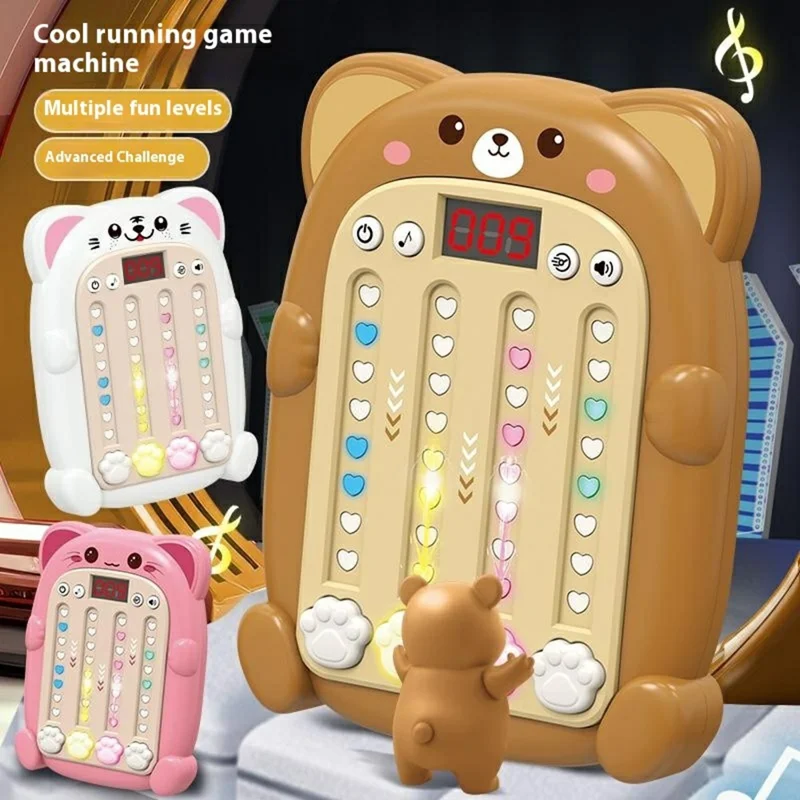 SJL3608 Rhythm Game Machine with Sound Light Electronic Music Fidget Toy for Boys Girls - Pink Bear
