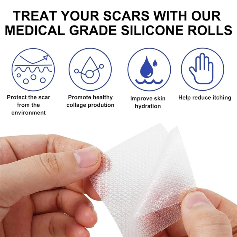 Cinta de silicona de 4 cm para eliminación de cicatrices, tratamiento postquirúrgico, vendaje reparador de cicatrices sin dolor, longitud de 300 cm - Transparente