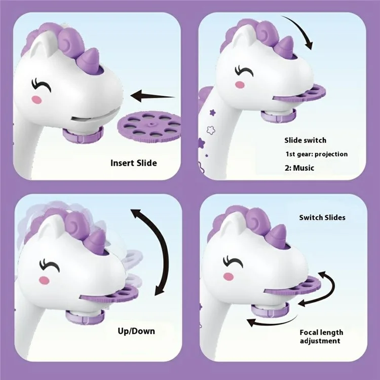 Children DIY Drawing Board Multi-Function Building Block Table Magnetic Writing Board Early Educational Toy - Purple Horse