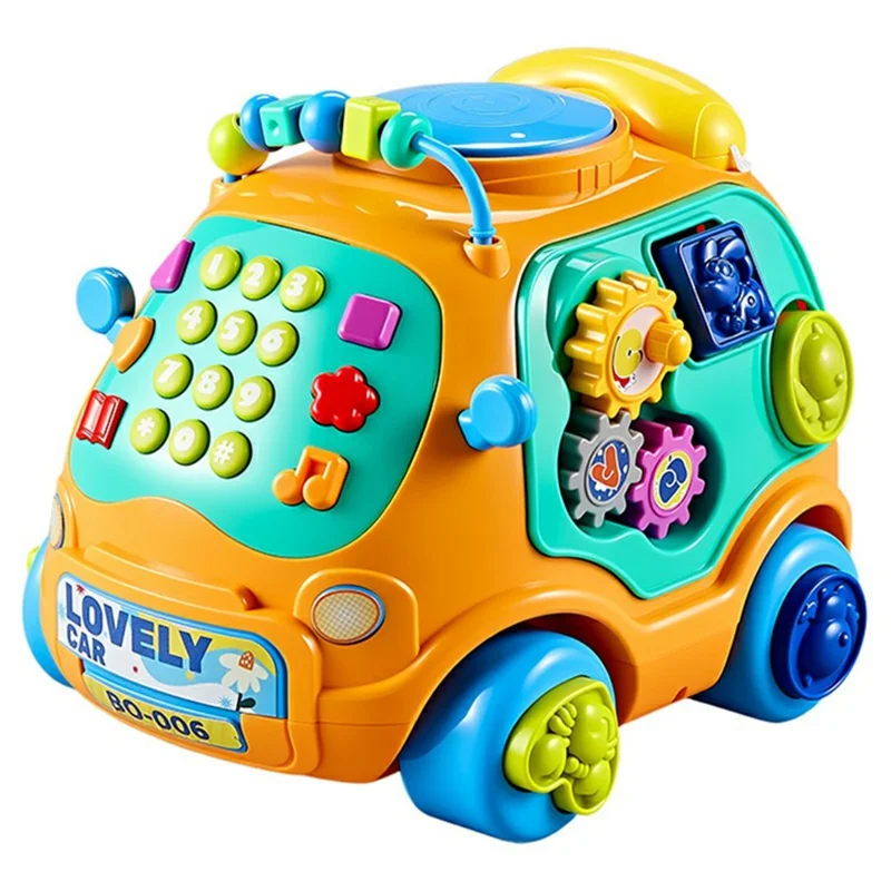 JSL88-19 Multifunction Cartoon Car Phone Toy for Toddlers Early Learning Baby Music Telephone - Yellow