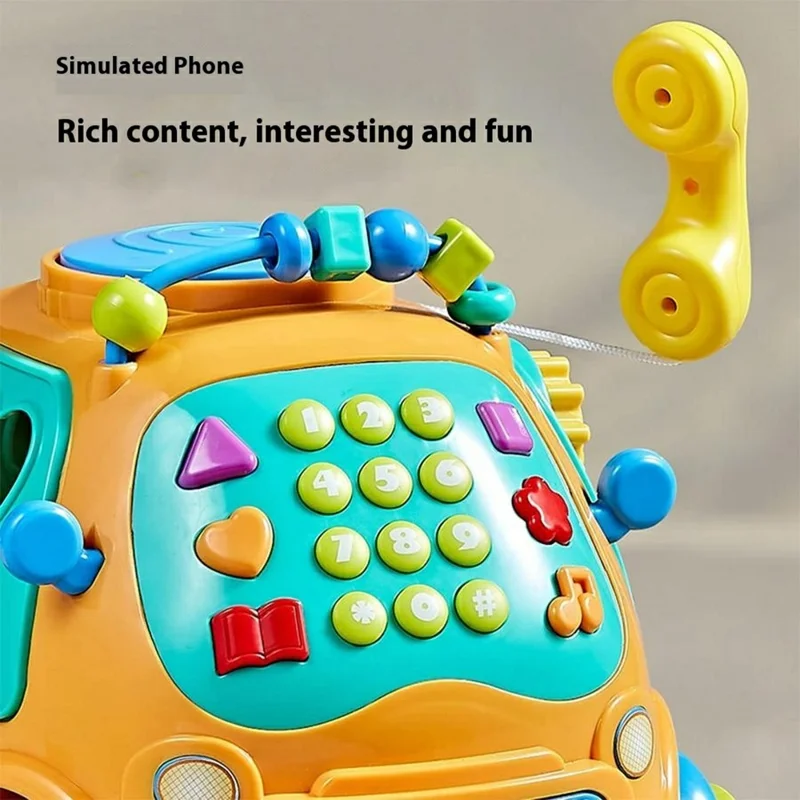 JSL88-19 Multifunction Cartoon Car Phone Toy for Toddlers Early Learning Baby Music Telephone - Yellow