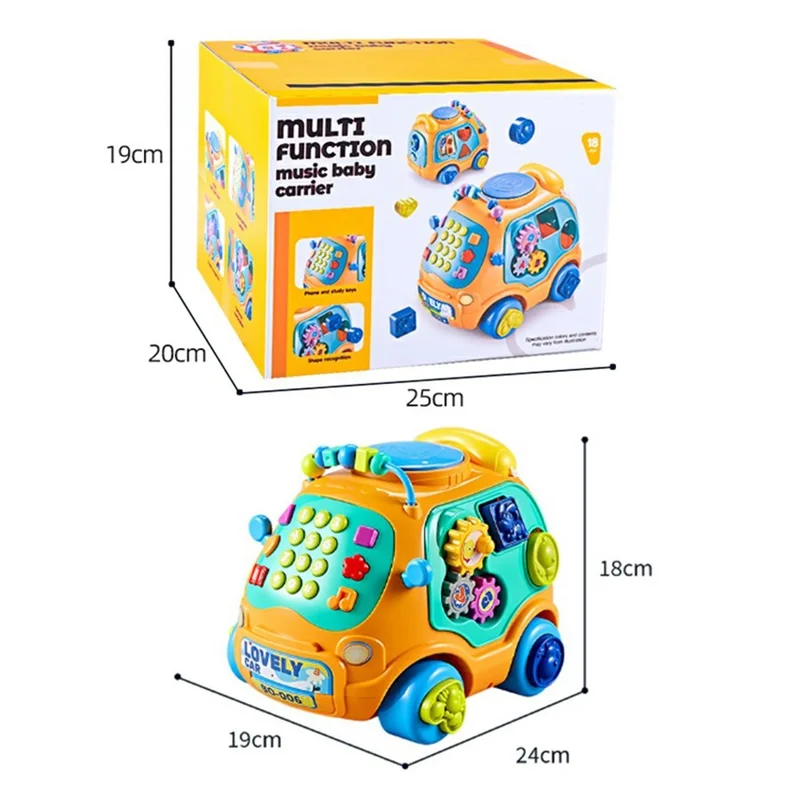 JSL88-19 Multifunction Cartoon Car Phone Toy for Toddlers Early Learning Baby Music Telephone - Yellow